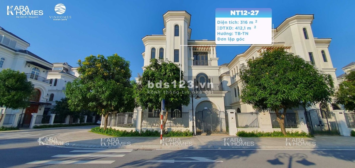Biệt thự đơn lập góc Ngọc Trai tại Vinhomes Gia Lâm 316m2