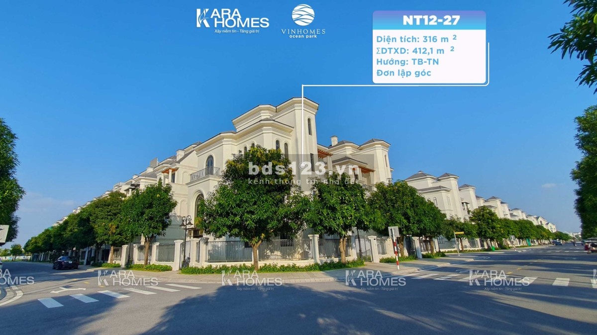 Biệt thự đơn lập góc Ngọc Trai tại Vinhomes Gia Lâm 316m2