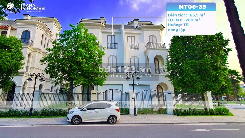 Bán biệt thự song lập Ngọc Trai tại Vinhome Gia Lâm 165.6m2
