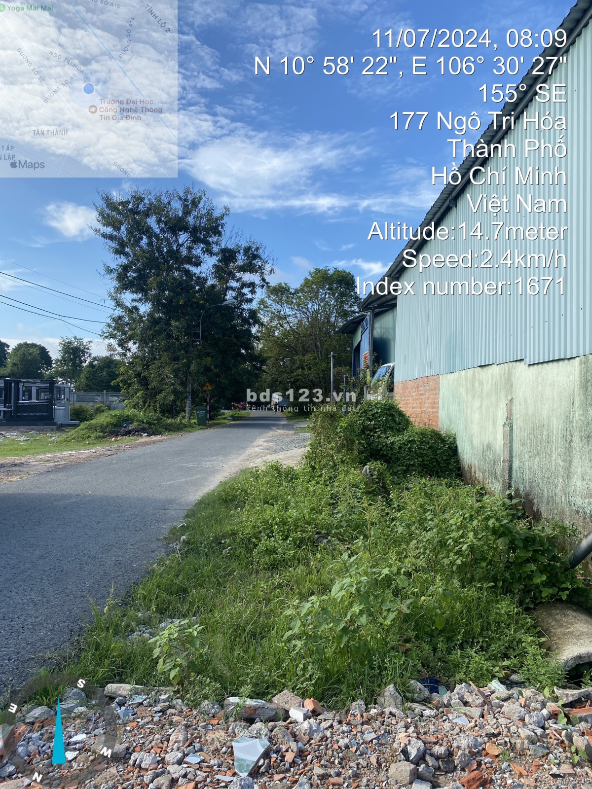 Bán đất đẹp mặt tiền đường nhựa địa chỉ 173 đường 45, Tân Thành, Tân Thông Hội, Củ Chi
