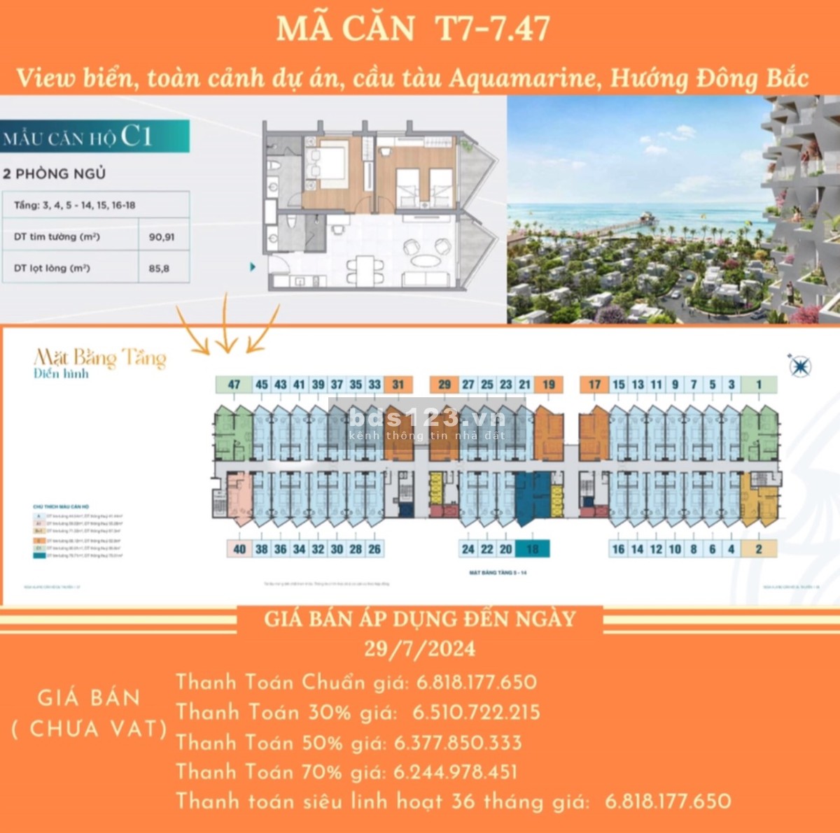 CÒN MỘT CĂN DUY NHẤT 2 PHÒNG NGỦ 90M2 - TẦNG 7 - THE MARIS VŨNG TÀU