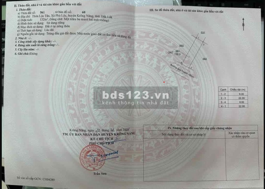 Bán nhà đất thành phố Buôn Ma Thuột, huyện Krông Năng, xã Phú Lộc 5,5 triệu/m², 140m2 0905308038