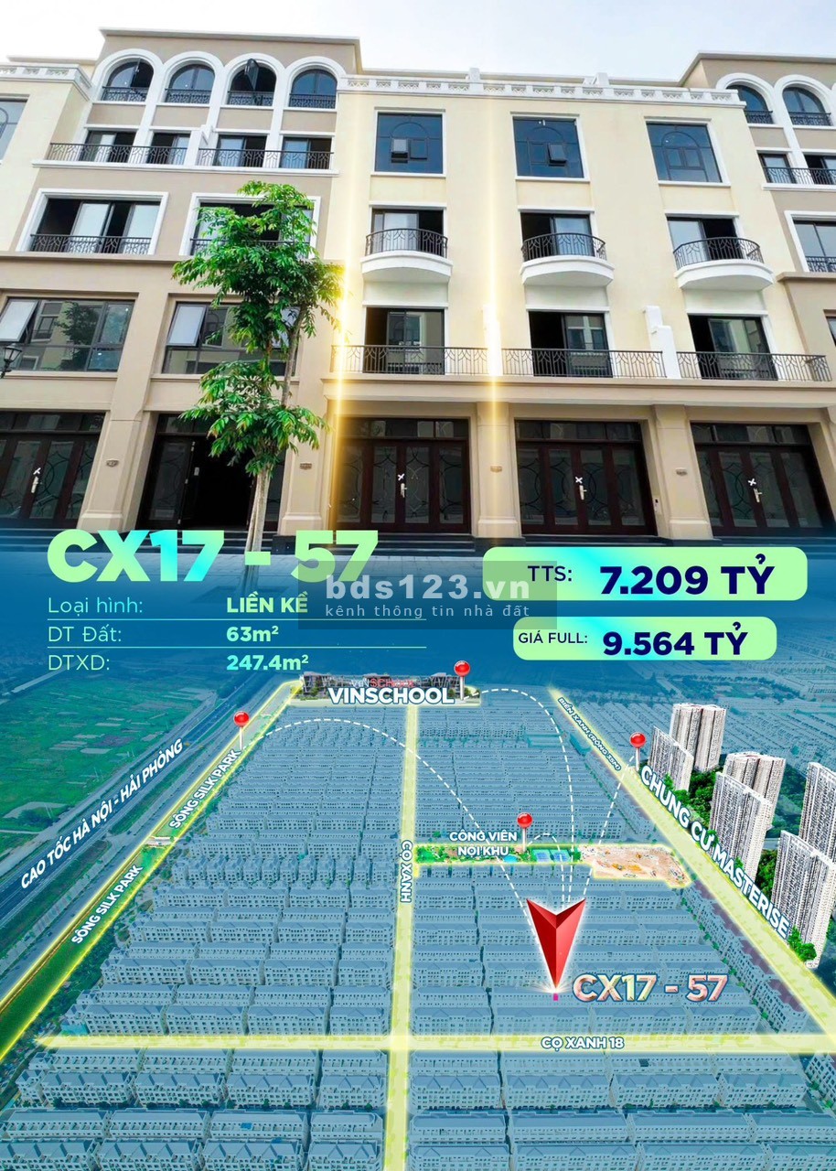 Bán LK Cọ Xanh 63m đơn giá rẻ nhất Vinhomes Ocean Park 2 giá 114tr/m