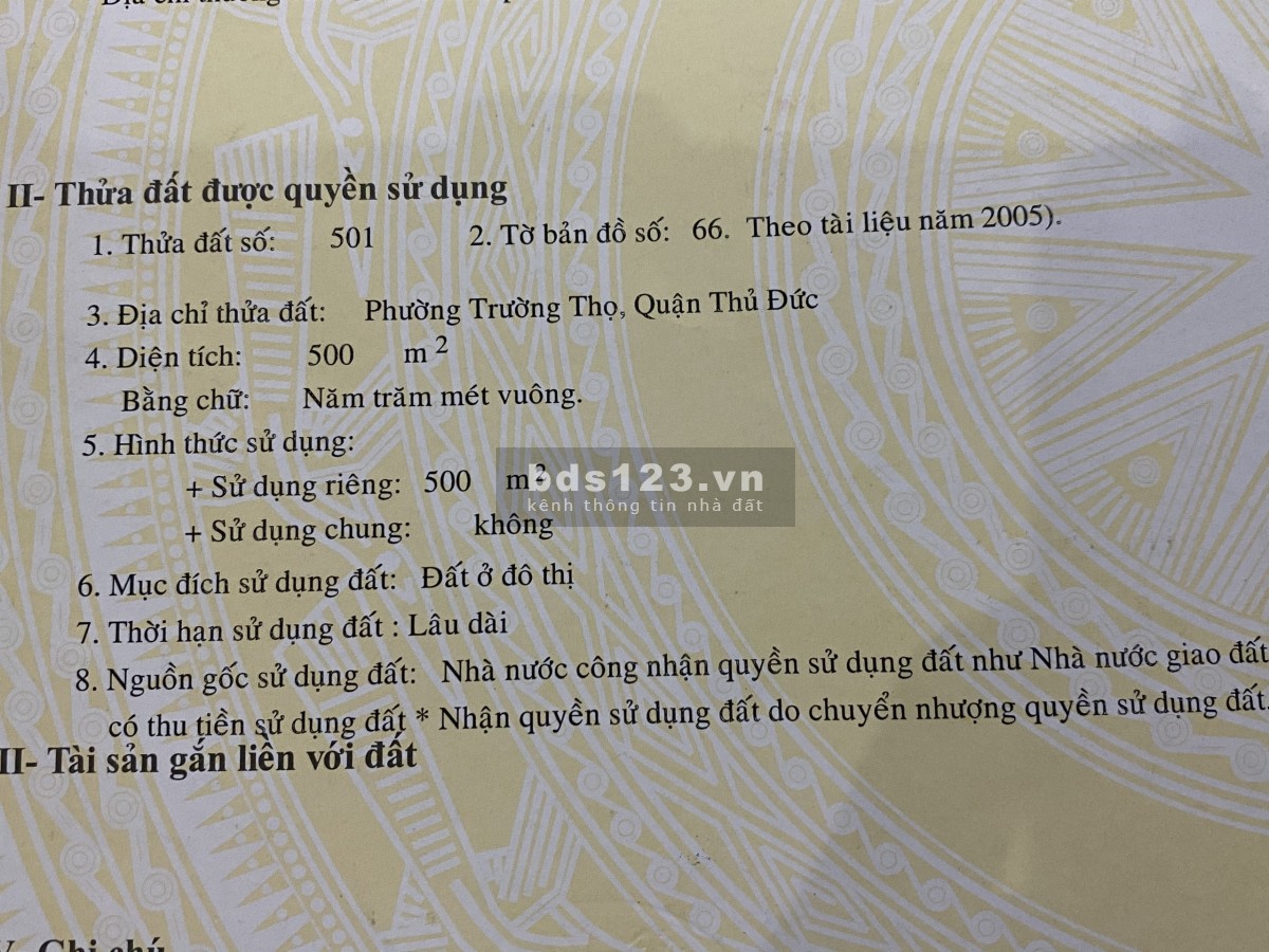 Đất biệt thự vườn Thành Phố Thủ Đức, 400m² thổ cư (hậu 12,3m).