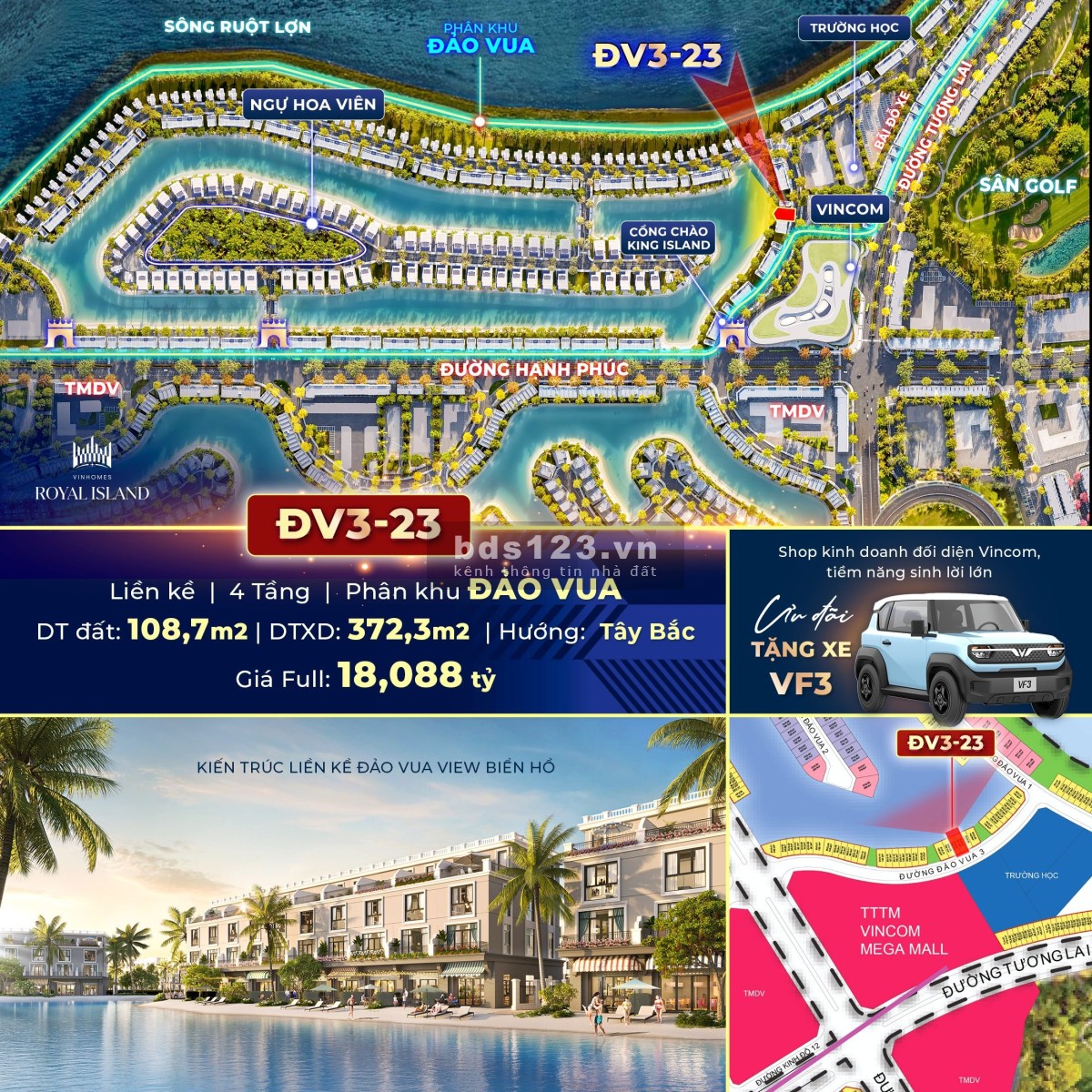 Bán nhà đối diện trung tâm Vincom mega mall, hỗ trợ hoàn thiện T1, tặng xe VF3