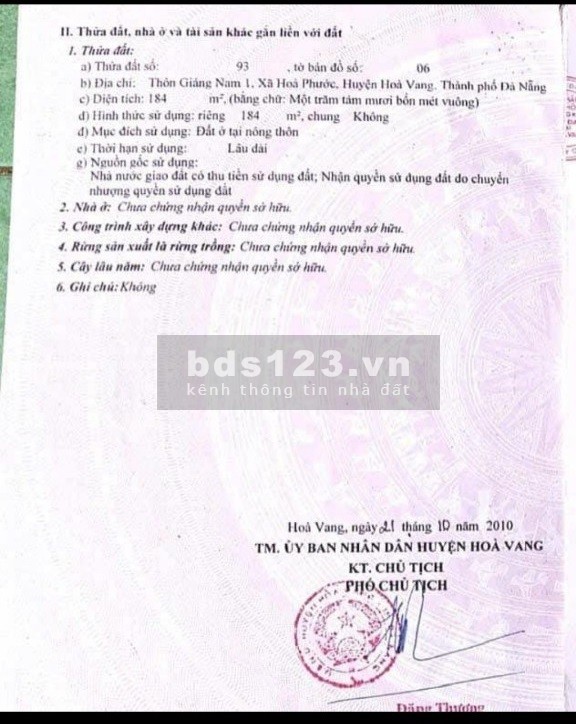 30 Bán gấp lô 184m2 ngang 8m Hòa Phước 1.xx tỷ đường 4m thông đất vuông vắn đẹp gần các tiện ích