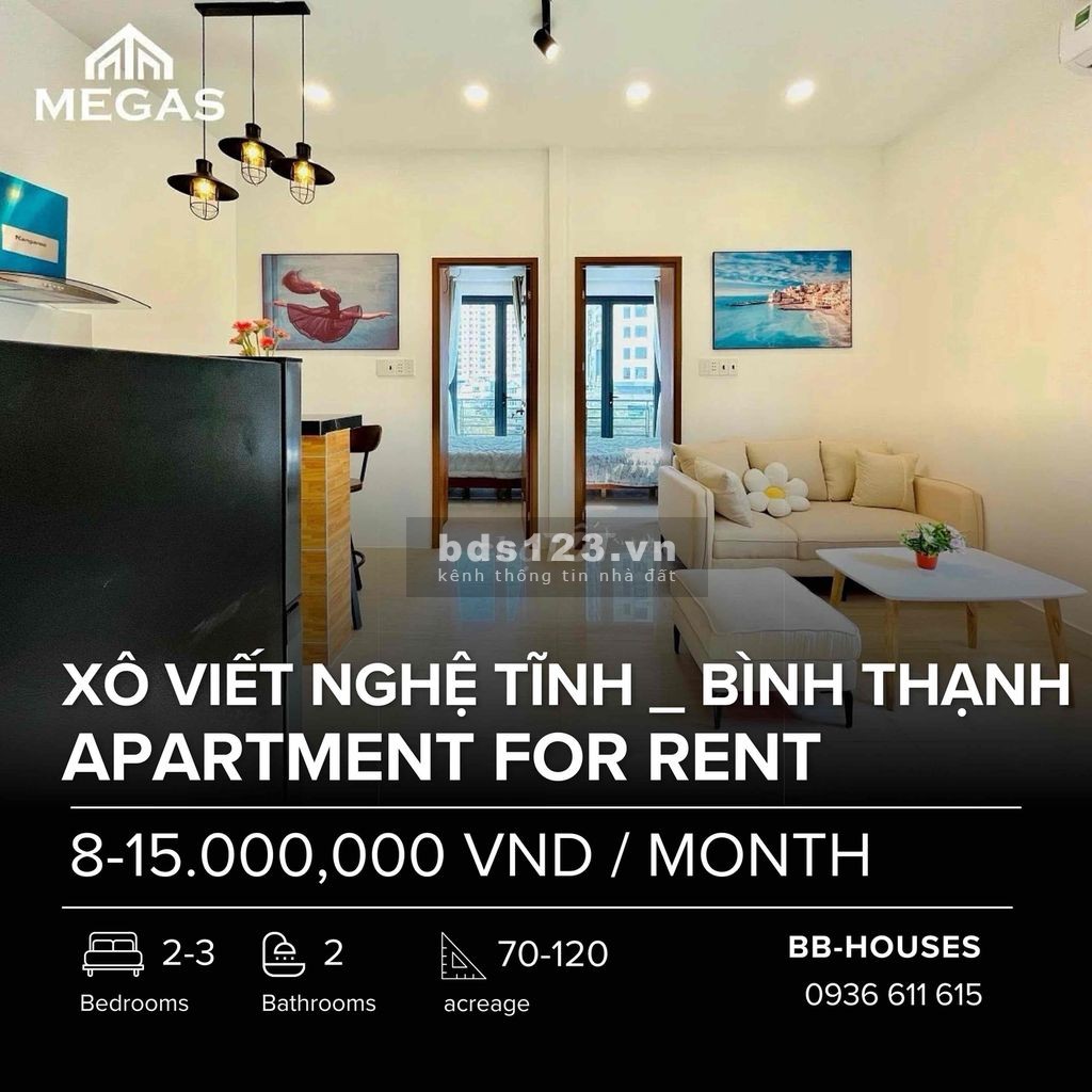 Cho thuê căn hộ 2PN full nội thất, Bình Thạnh, Phú Nhuận