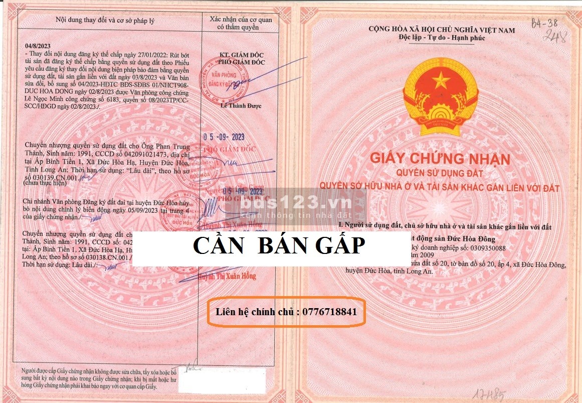 BÁN ĐẤT NỀN SỔ HỒNG RIÊNG TẶNG CHIẾT KHẤU 9% TẠI BÌNH CHÁNH -TPHCM giáp Long An