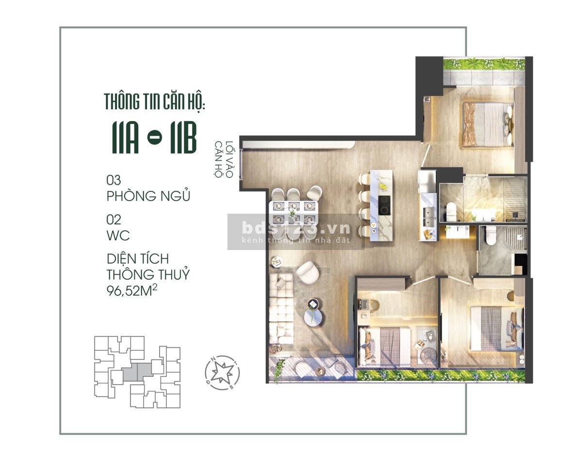 Bán căn 100m2 3PN The Fibonan chỉ 44tr/m2-HTLS 24 tháng- Miễn phí 2năm PDV