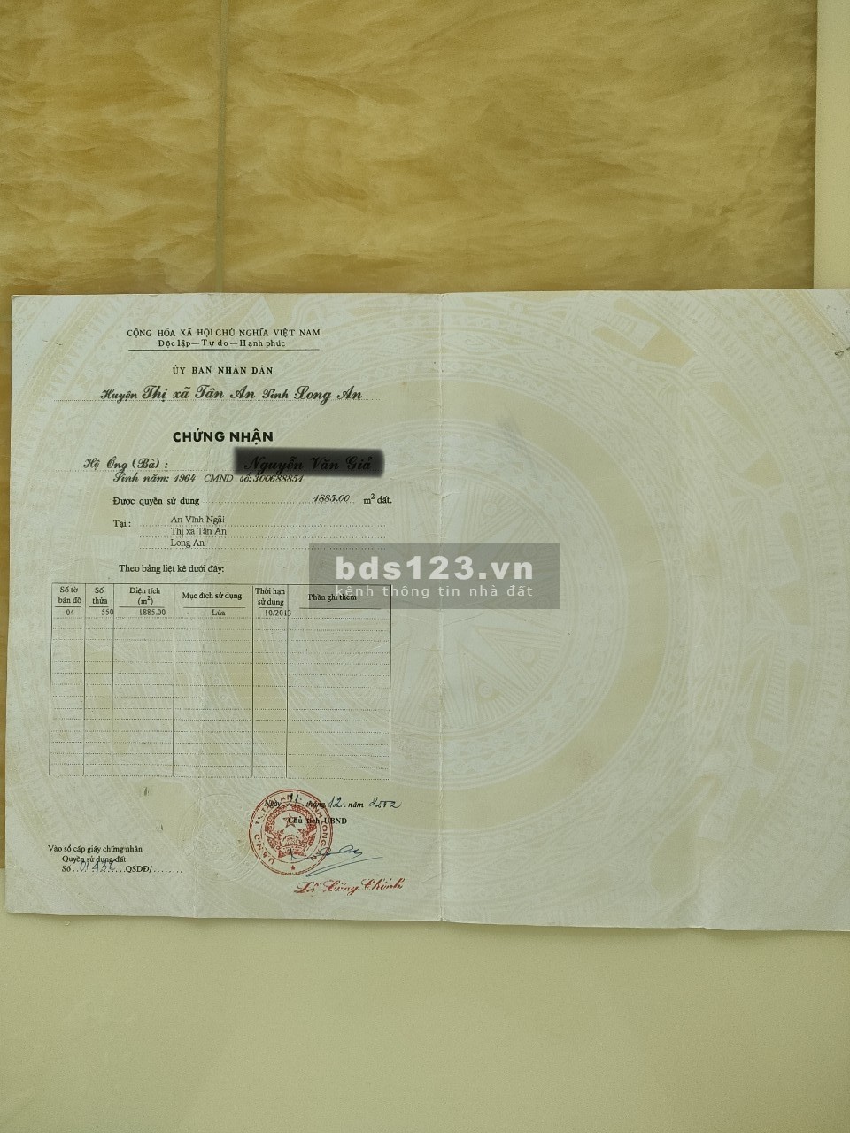 Chính chủ cần bán đất lúa hẻm đường Vành đai TP Tân An tỉnh Long An