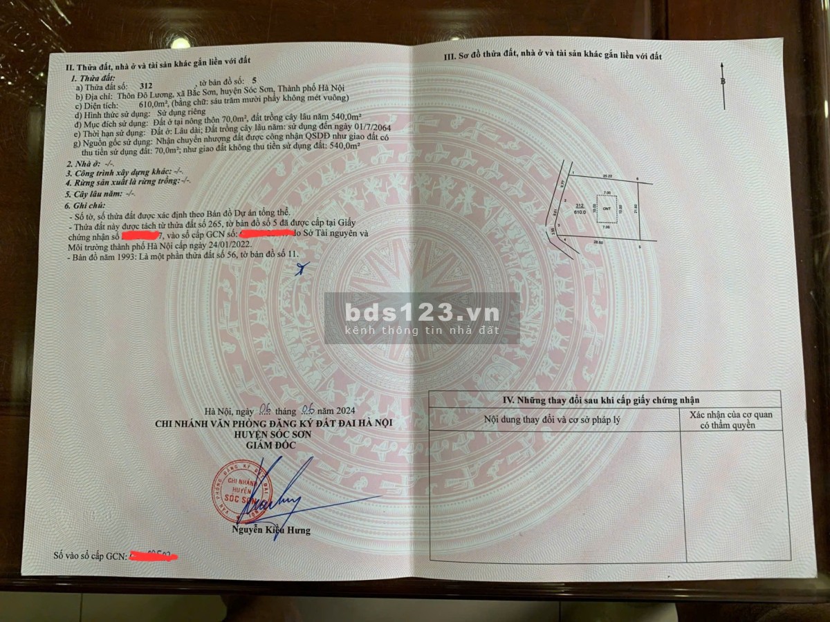 Bán đất Sóc Sơn, sẵn sổ thổ cư, ô tô qua, gần đường liên tỉnh, 2,5tr/m2 - THÙY BẮC SƠN