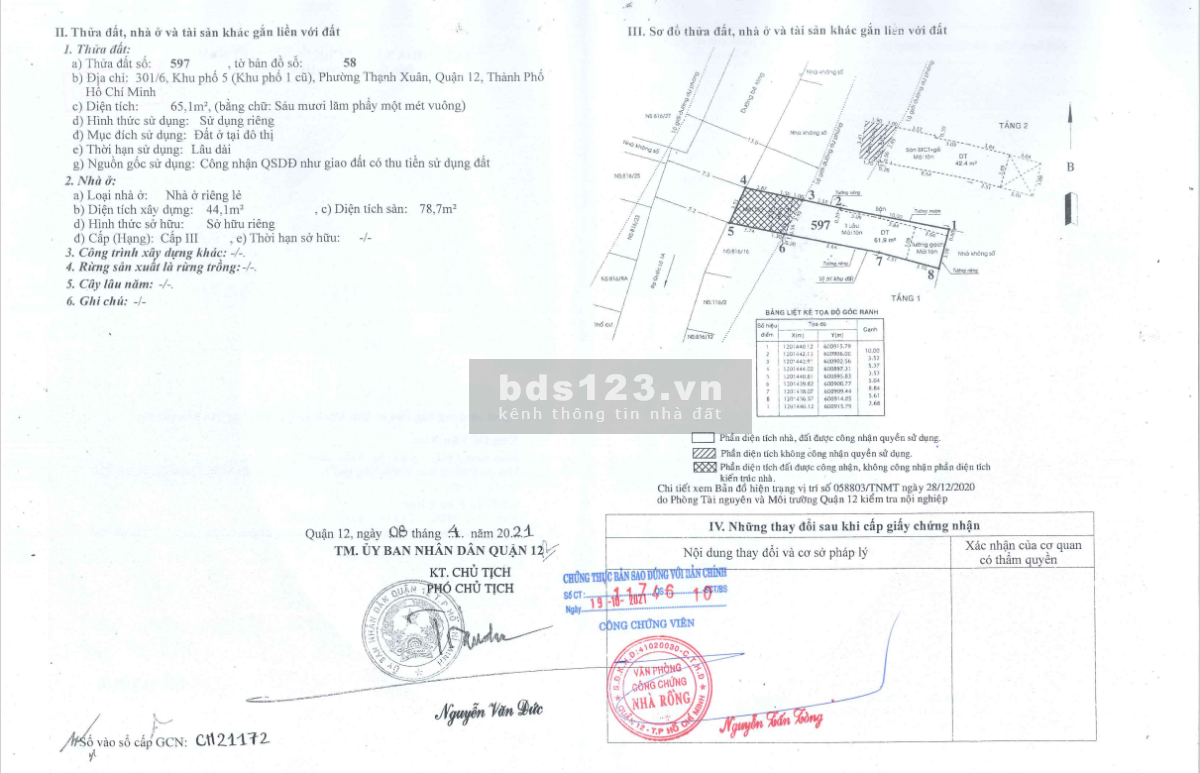 Bán Nhà nát 65m2 tại số 301/16, khu phố 5 (KP 1 cũ) phường Thạnh Xuân, Quận 12