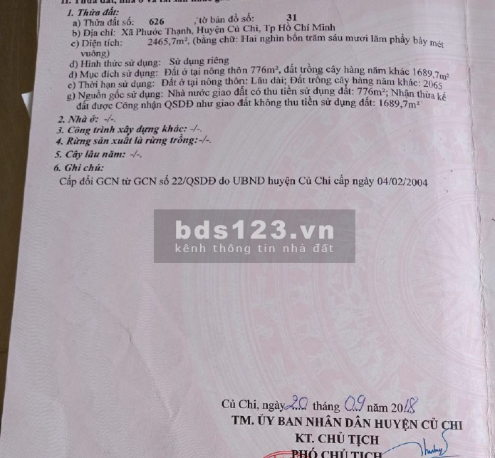 Bán 2466m2 đất có 35m mặt tiền QL22, xã Phước Thạnh, huyện Củ Chi