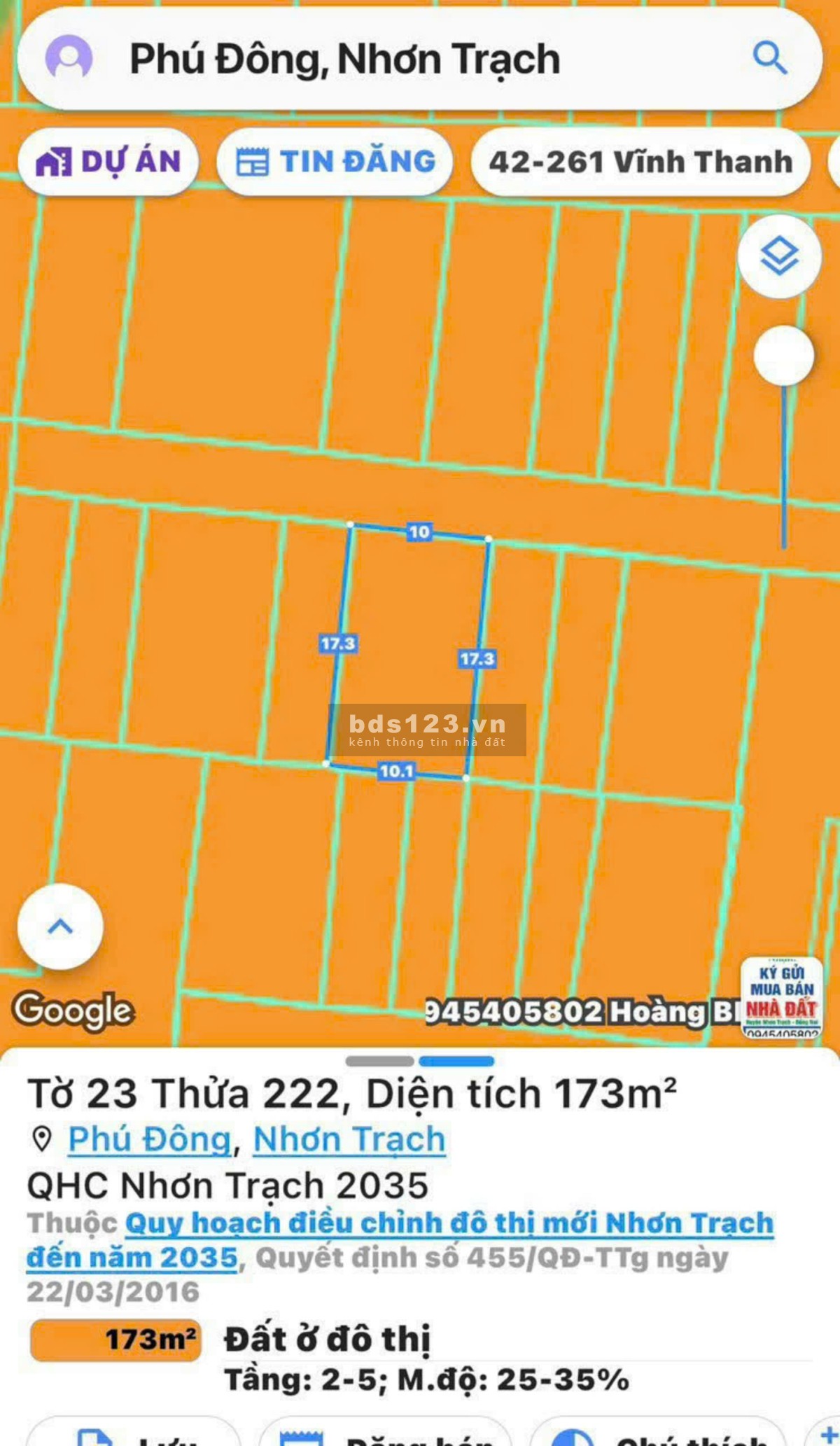 Bán đất full thổ cư đối diện 3030 Hùng Vương, Phú Đông, Nhơn Trạch ĐN ngang10 Đường ôtô LH0903034123
