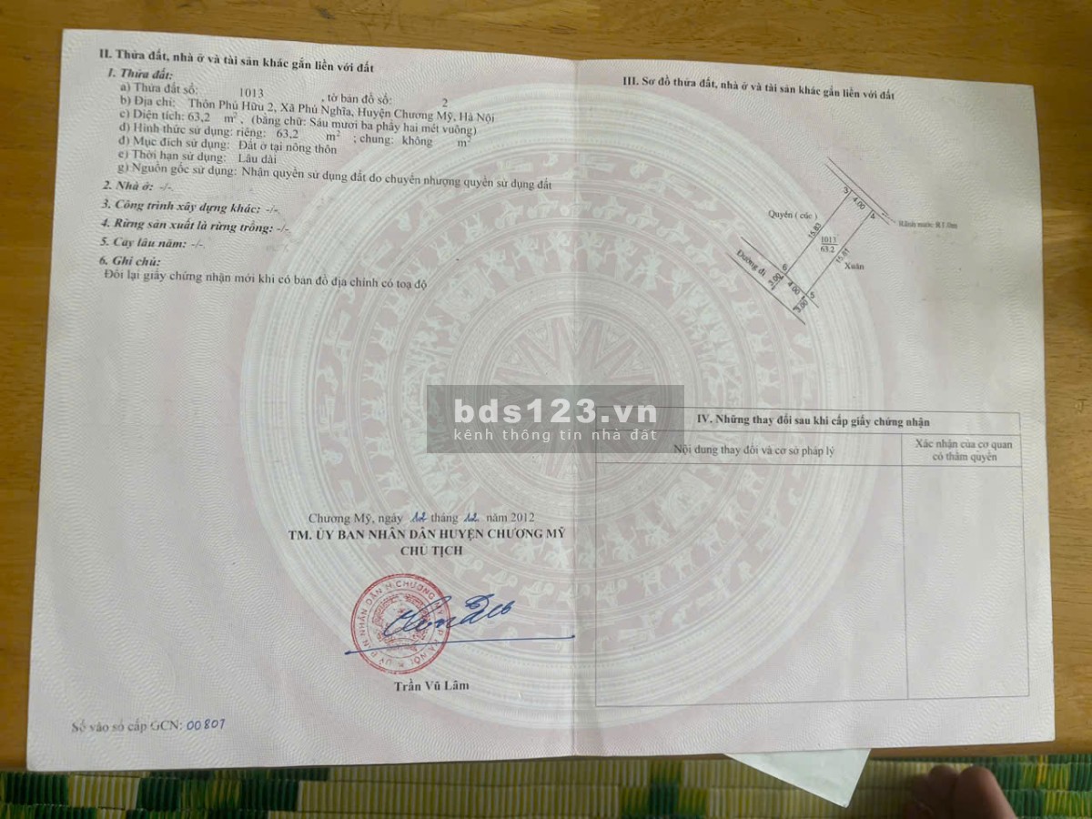 63m full thổ cư tại Phú Nghĩa, Chương Mỹ - 2 tỷ