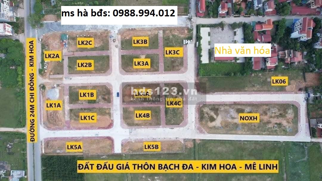 Bán đất đấu giá Bạch Đa, Kim Hoa, Mê Linh, Hà Nội giáp Vành Đai 4.E HÀ cam kết bán đúng giá chủ thu