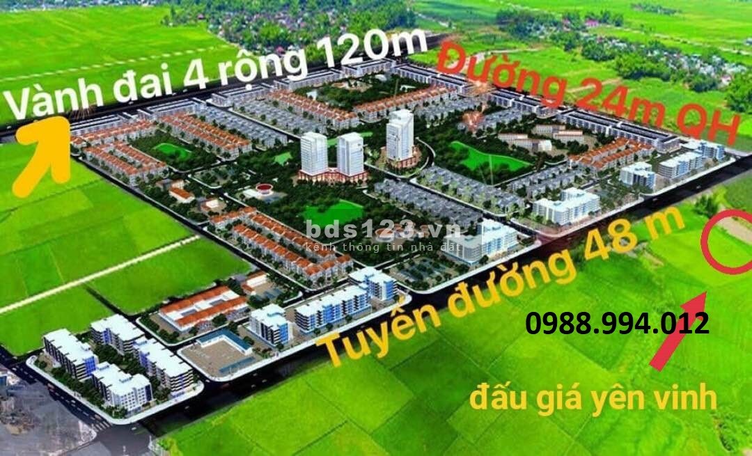 Bán đất đấu giá Yên Vinh, Mê Linh, đối diện đô thị HUD Mê Linh, vị trí đắc địa ngay Vành Đai 4 120m