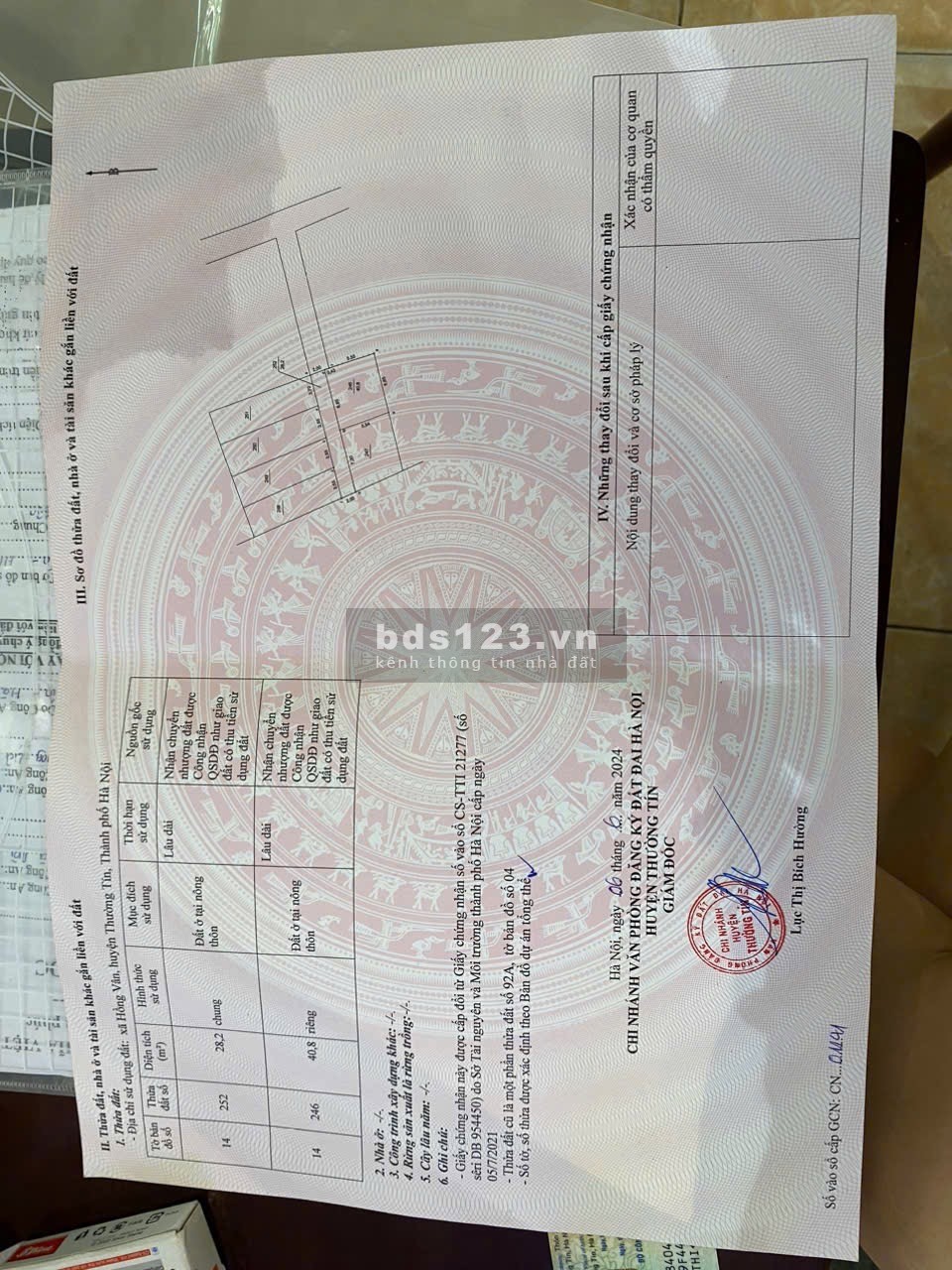 Chính chủ cần chuyển nhượng lô đất tại Xâm Xuyên, Hồng Vân, TT, Dt 40.8m, mt cân hậu 6.85m