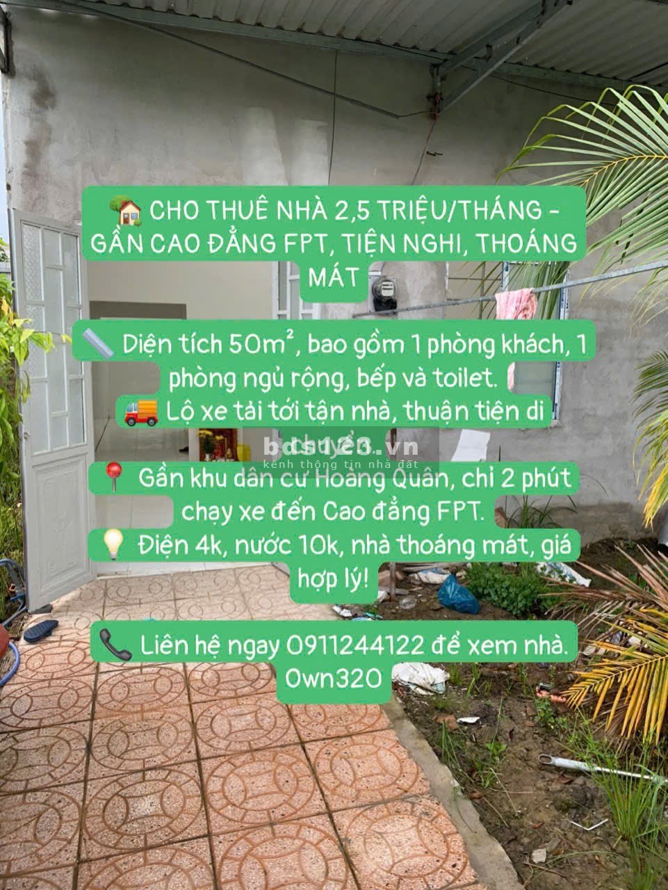 Cho thuê nhà gần Cao đẳng FPT kdc Hoàng Quân