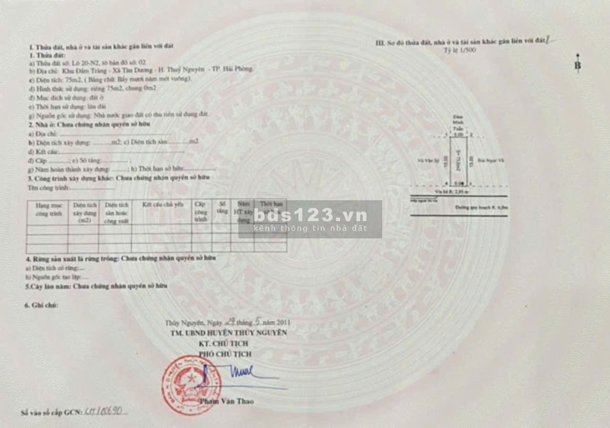 BÁN NHÀ ĐẤT - VỊ TRÍ ĐẸP tại Khu Đầm Tràng, xã Tân Dương, Thủy Nguyên, Hải Phòng.