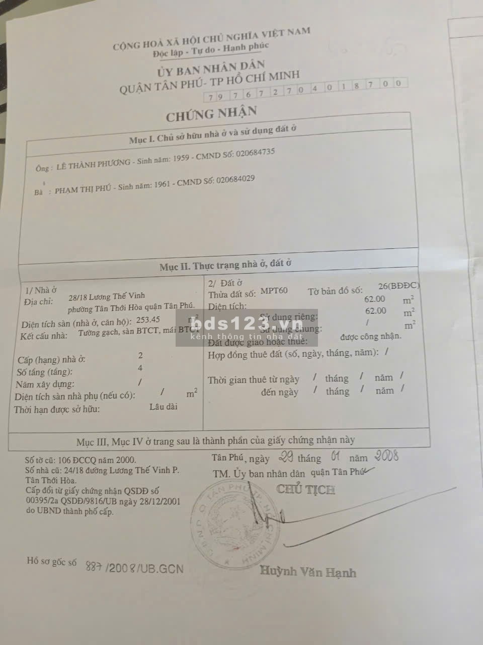 Bán nhà góc 2 mặt tiền hẻm xe tải 28 Lương Thế Vinh, Tân Phú