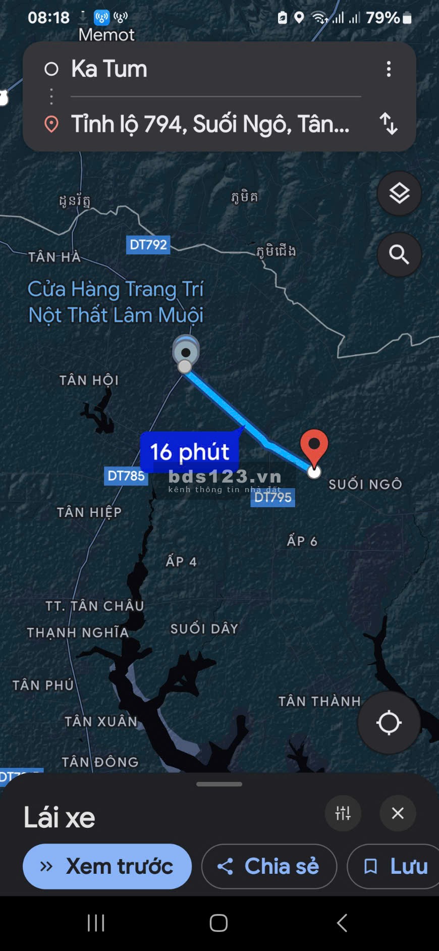 Bán lỗ lô đất gần 800m2. Mặt tiền DT794 Tân Châu, Tây Ninh. Bao giá rẻ bất ngờ.