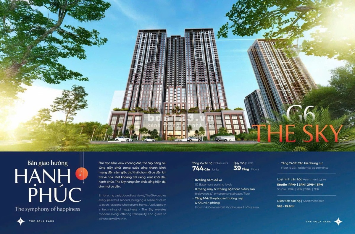 CHÍNH THỨC NHẬN BOOKING TÒA G5 VÀ G6 - THE SOLA PARK