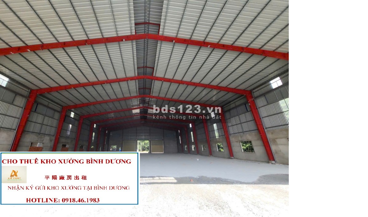 Cho Thuê 1.500m2 Kho Xưởng Mới 100% Ngoài KCN Bến Cát Bình Dương Giấy Tờ Đầy Đủ