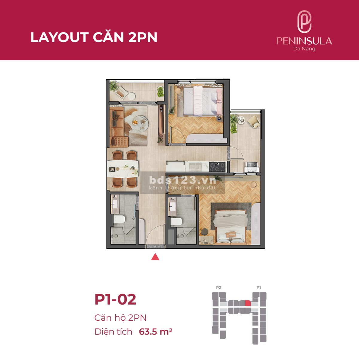 Chiết khấu lên tới 18% cho căn hộ 2PN nội thất cao cấp tại dự án Peninsula Đà Nẵng