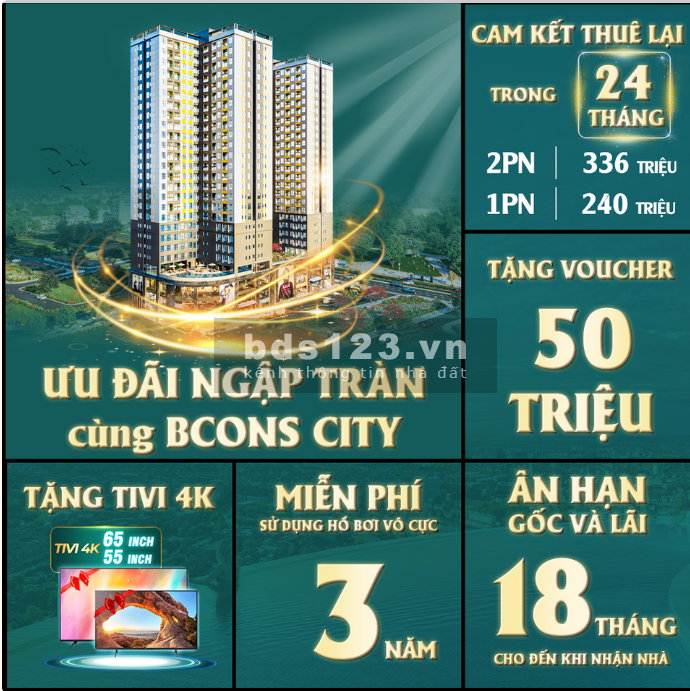 Sở hữu ngay căn hộ 2PN 2WC với 448 triệu tại dự án Luxury đầu tiên tại Đại Lộ Đông Tây Bình Dương