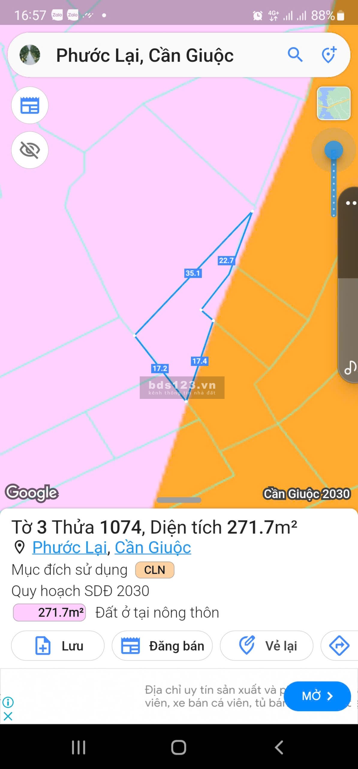 Bán đất mặt tiền đường Tân Lập, Long Hậu