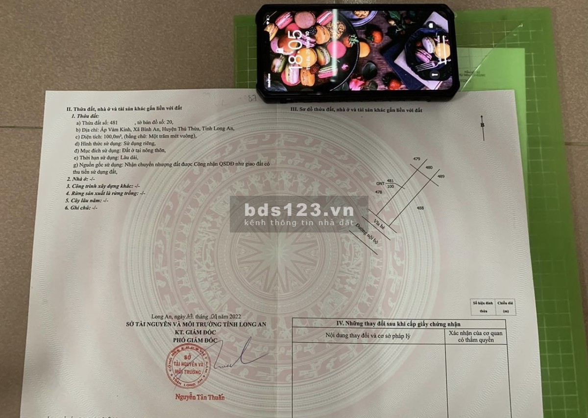 ĐỊNH CƯ CẦN BÁN MIẾNG ĐẤT THỔ CƯ ĐẸP Ở KHU DÂN CƯ BÌNH AN ( ẤP VÀM KINH , THỦ THỪA - LONG AN )