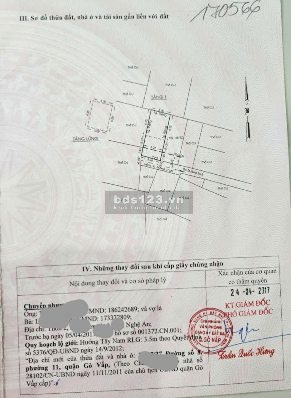 Chính chủ cần bán nhà đường số 8/ Thống Nhất phường 11 Gò Vấp ( cạnh bên Kdc Cityland)