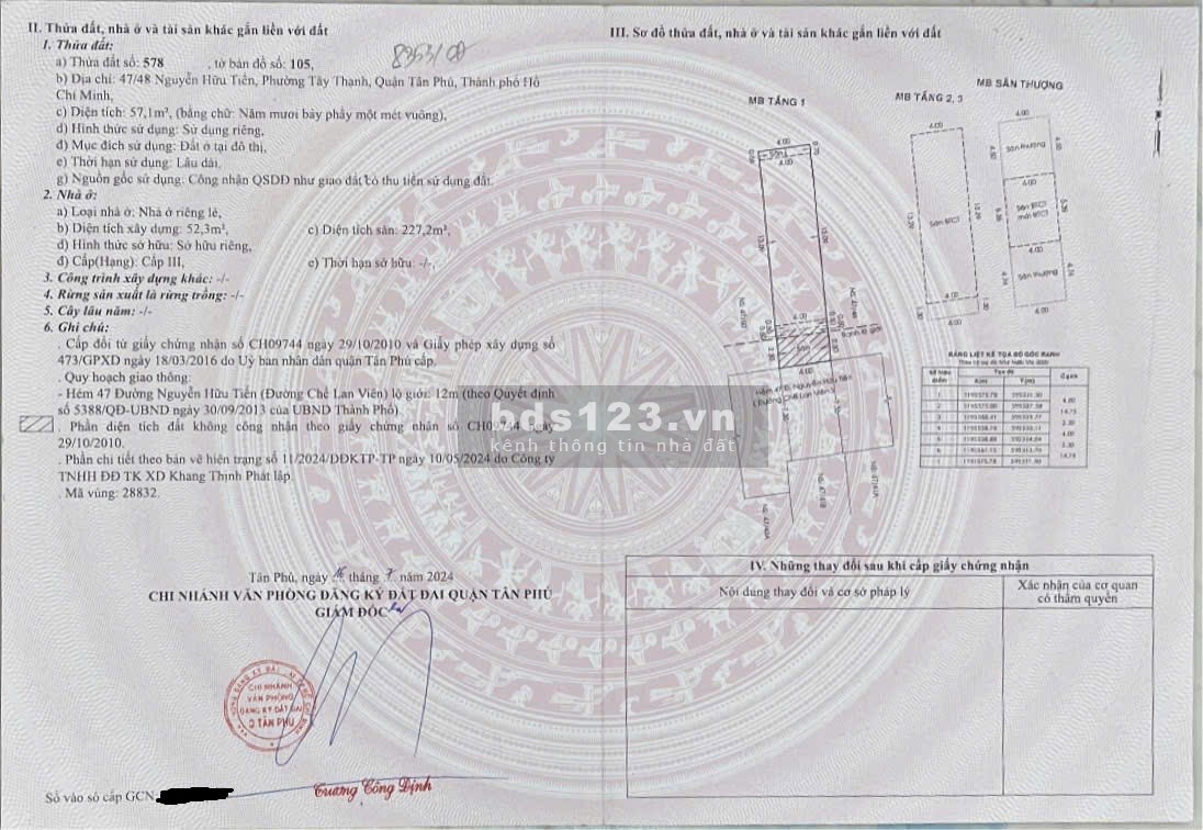 Chính chủ cần bán nhà 1 Trệt 2 Lầu 1 Sân Thượng 4x13 giá 7 Tỷ 2