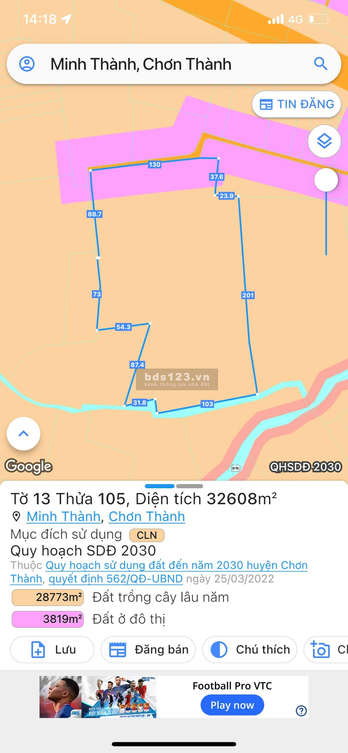 Bán đất xã Minh Thành, thị trấn Chơn Thành, tỉnh Bình Phước