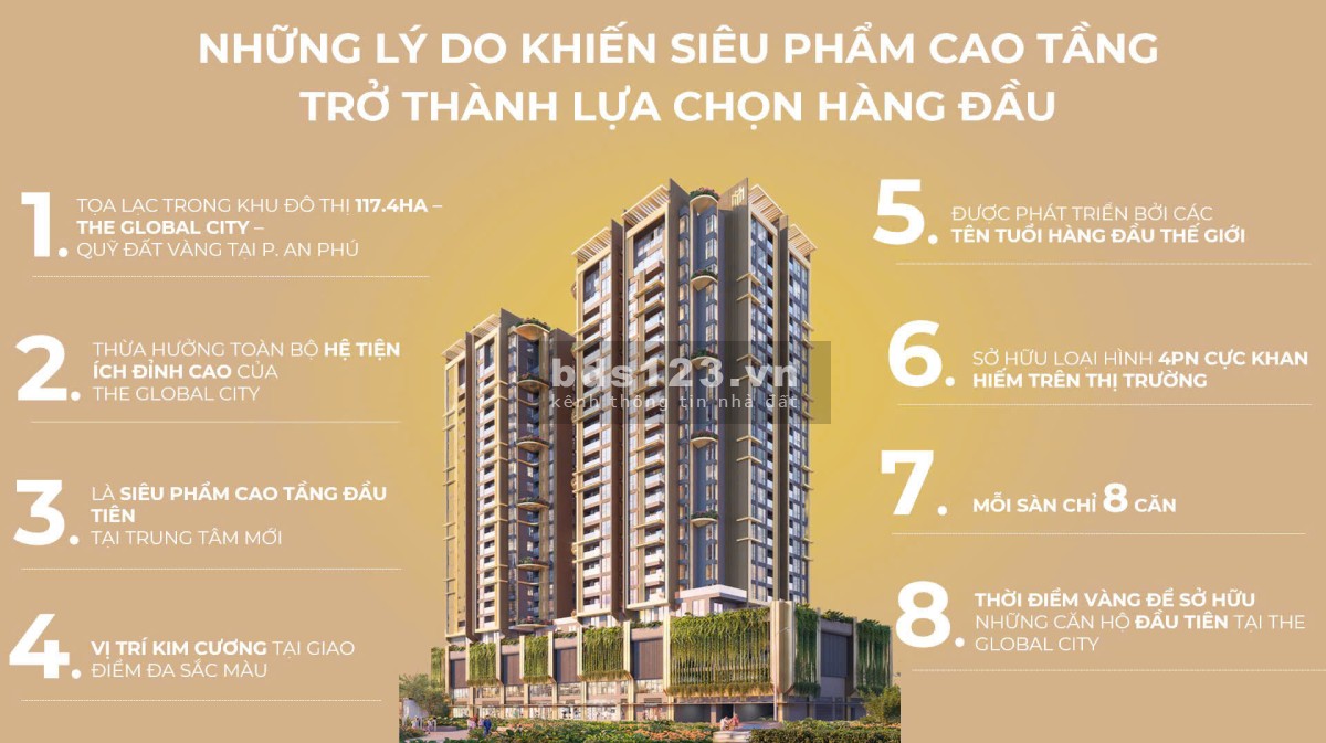 Cần bán khu căn hộ cao cấp view cực thoáng The Global City Quận 2 TP. Hồ Chí Minh, giá tốt 100tr/m2