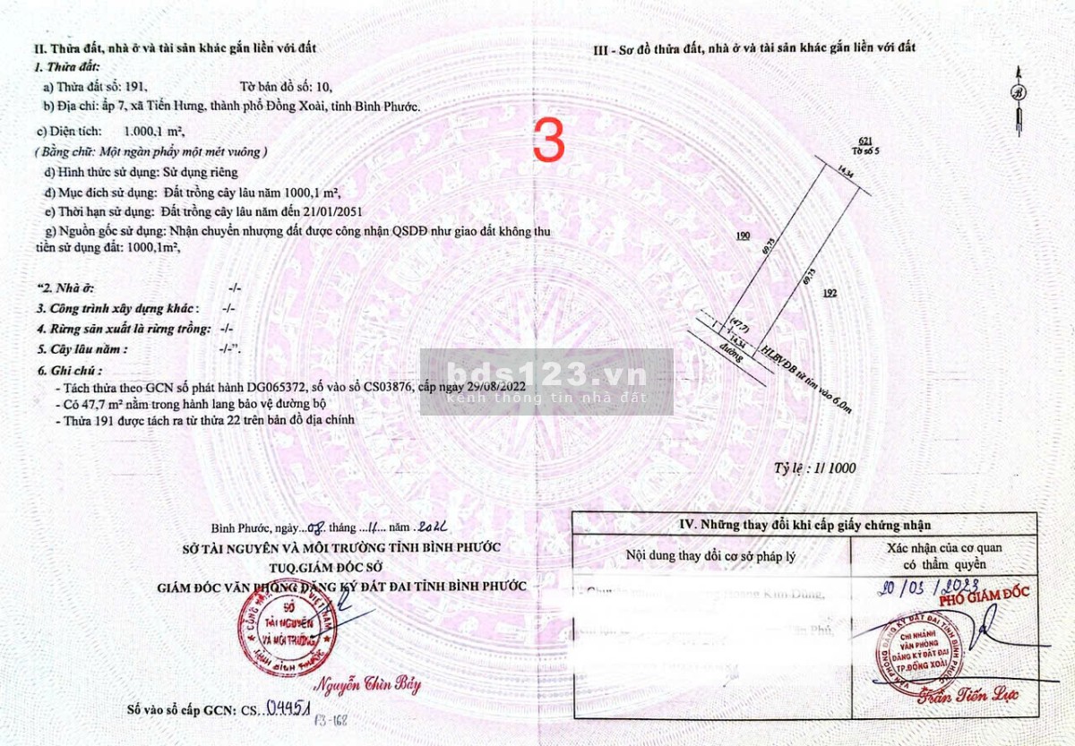 Đất nền 1000m2 cách đường dh507 200m