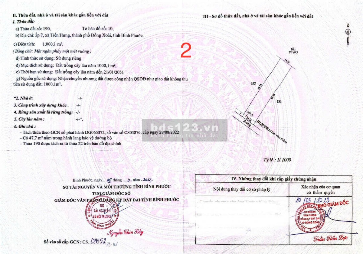 Đất nền 1000m2 cách đường dh507 200m