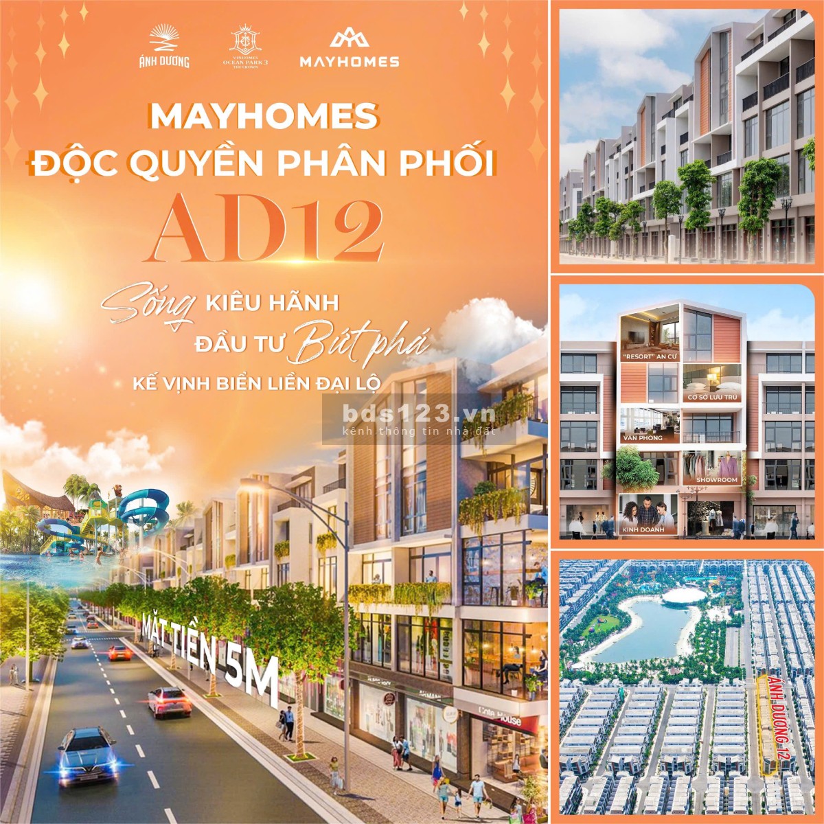 Liền kề áp góc AD12 mặt tiền 5m đường thông ra hồ Vinhomes Ocean Park 3 giá 9,2 tỷ