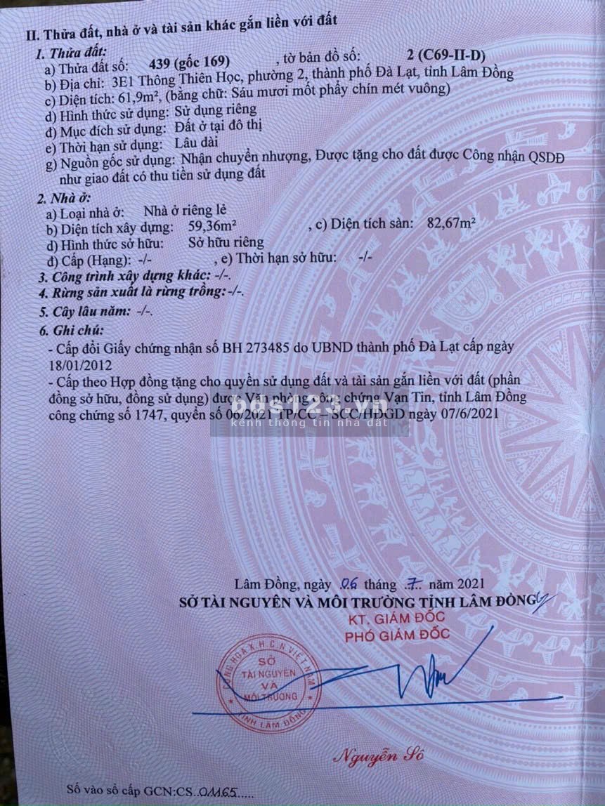 Bán đất tặng nhà đẹp tại Thông Thiên Học, Phường 2, TP Đà Lạt