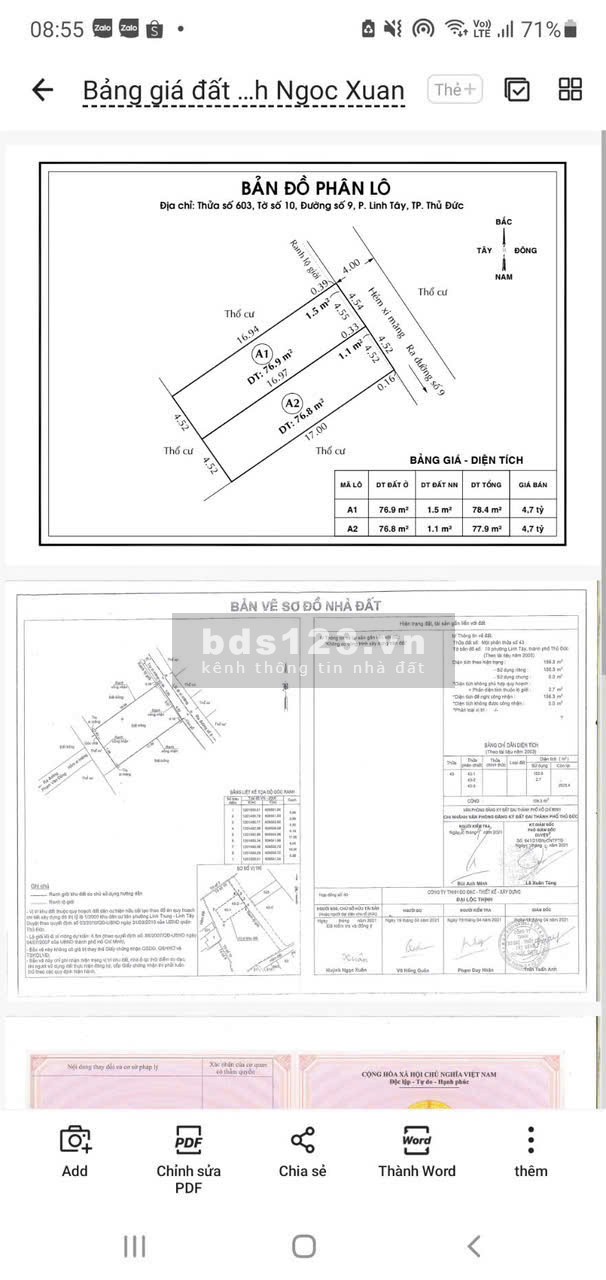 Đât đường 9 - Phạm Văn Đồng, Linh Tây Thủ Đức 4.8tỷ/78m2 thổ cư.