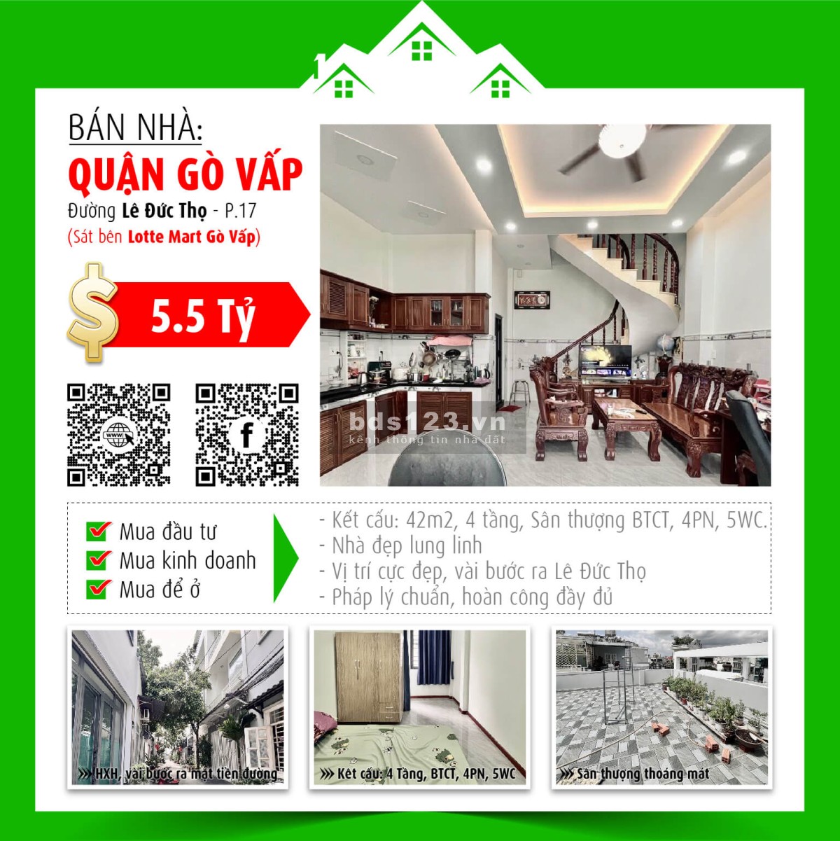Bán nhà mới 4 tầng, vị trí vàng, hẻm 1/ Lê Đức Thọ, Gò Vấp – Giá hấp dẫn 5.5 tỷ