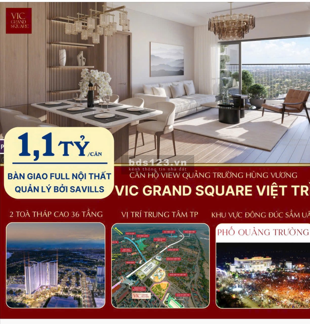 Căn hộ cao cấp Vic Grand Square Việt trì Phú Thọ giá chỉ 1.1 tỷ