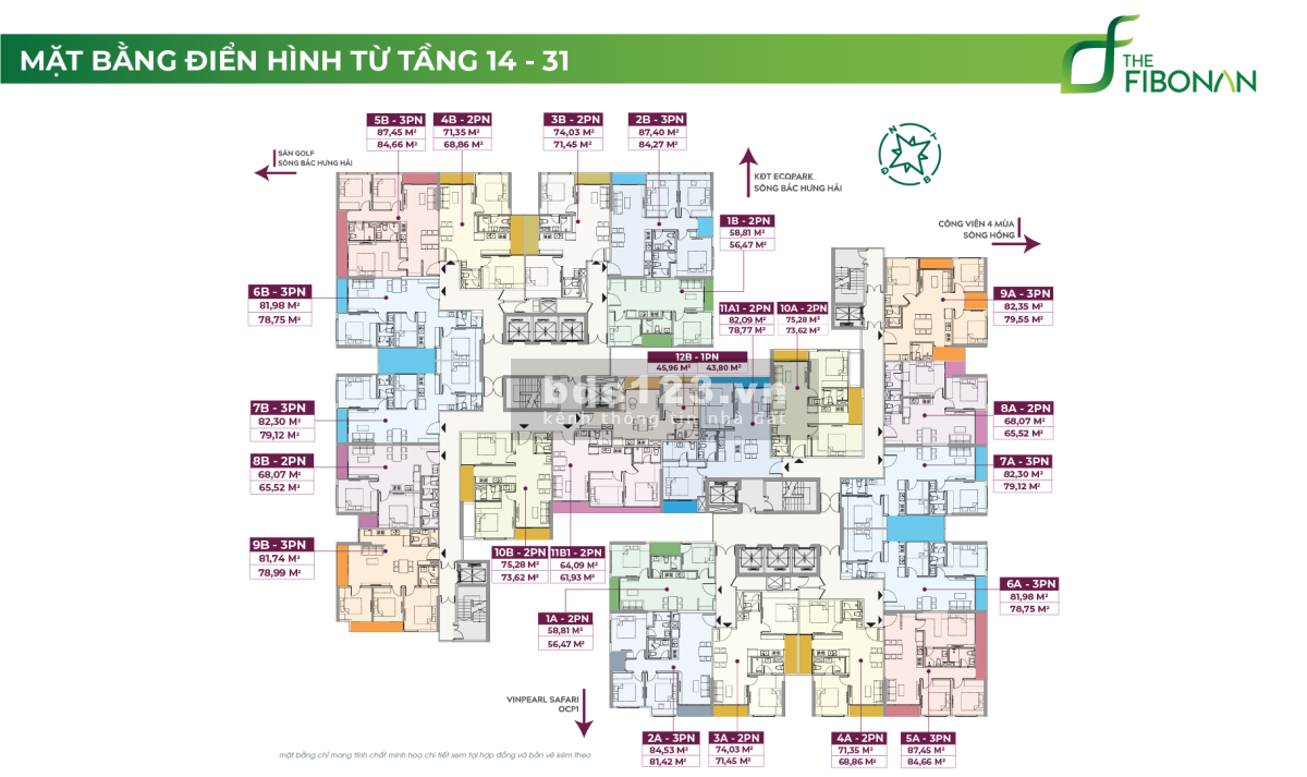 Chỉ từ 357tr ký ngay HĐMB căn 2PN 56m2, 460tr ký HĐMB căn 3PN 78m2 The Fibonan.Hotline: 0968 968 605