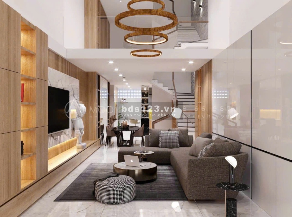 Bán nhà 3 tầng 1 trệt 2 lầu, mặt tiền đường nhựa 16m, ngã tư 5.50 Vincom, 100m2, Dĩ An, Bình Dương