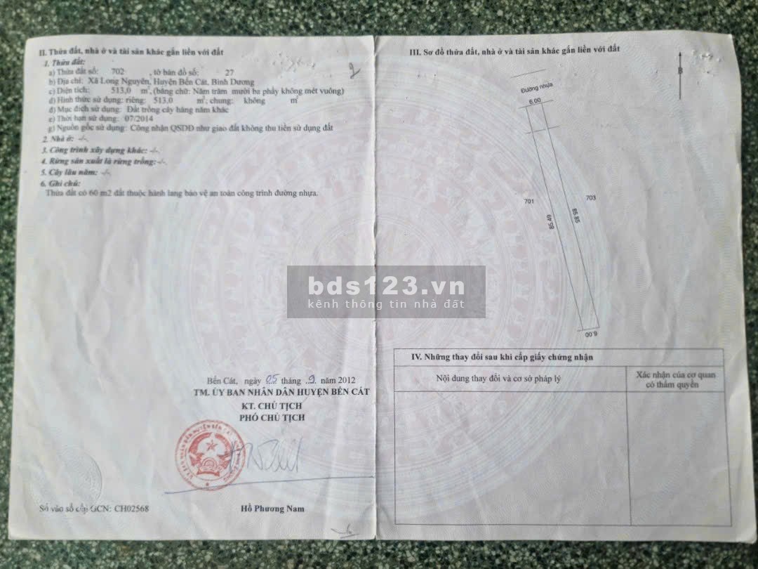 Chủ cần tiền trả nợ Bán Đất mặt tiền lộ DH615, Long Nguyên, Bàu Bàng