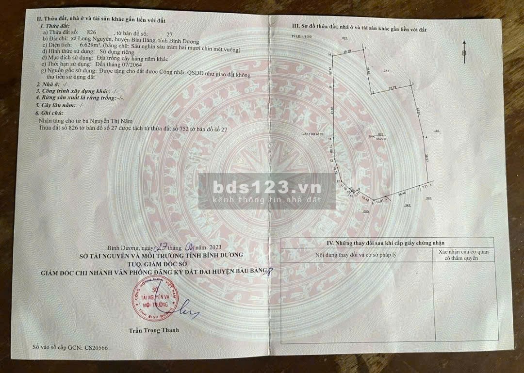 Chủ nợ bank cần bán gấp đất mặt tiền Bàu Bàng, Bình Dương
