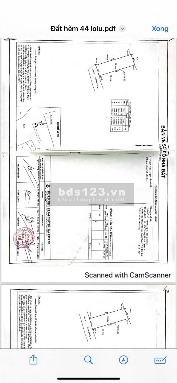 Bán lô đất hẻm 44 đường số 8 Lò Lu chỉ 550tr/lô dt : 5x14m