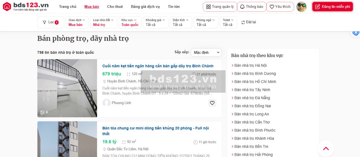 Trang mua bán phòng trọ, dãy nhà trọ của bds123.vn Trang mua bán phòng trọ, dãy nhà trọ của bds123.vn