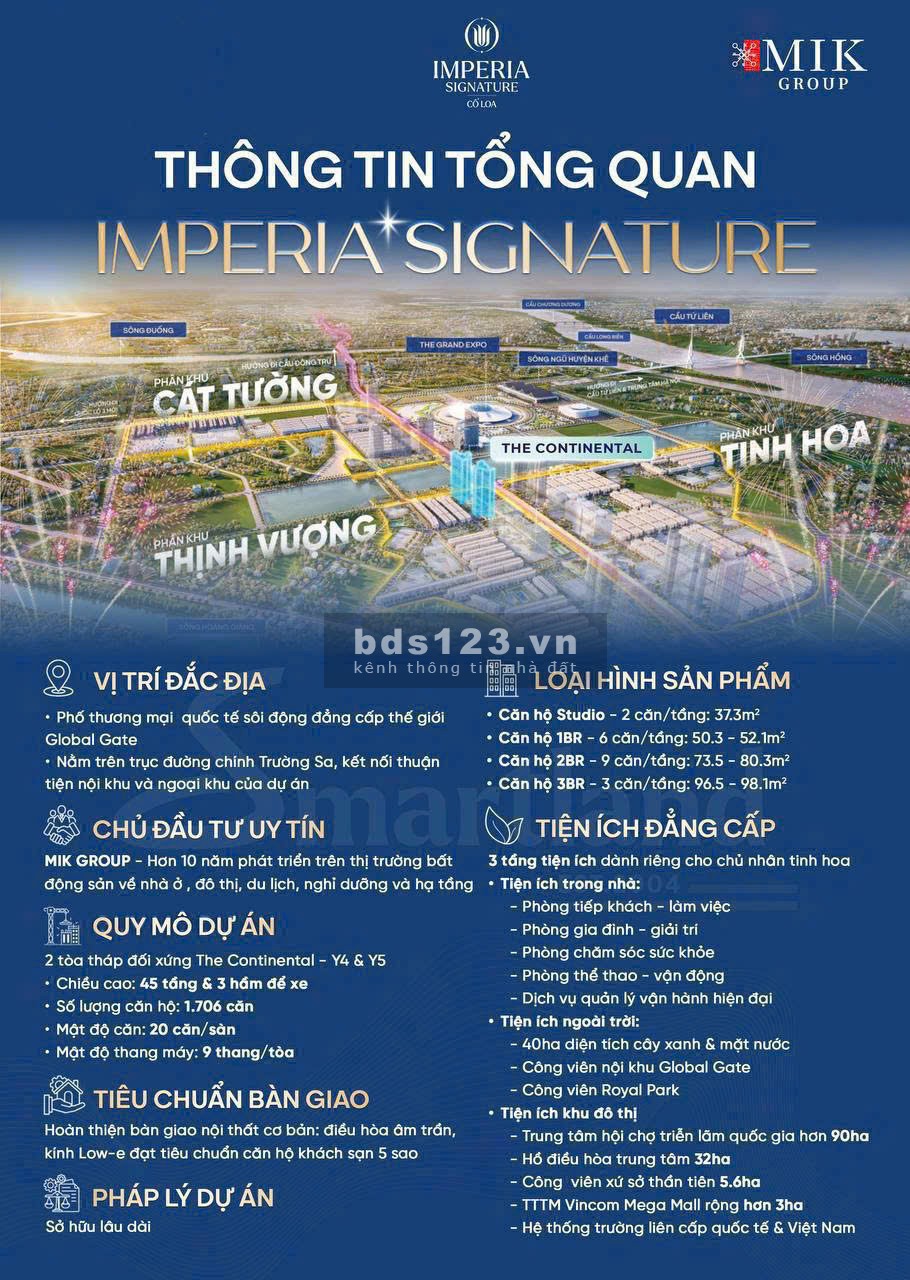 Bán căn hộ 3PN - 90m: tòa Y4 IMPERIA của CĐT MIK tại Vin Cổ Loa, Hướng TN đẹp, chỉ với 106tr/m
